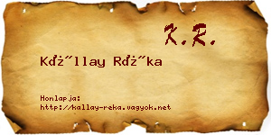 Kállay Réka névjegykártya
